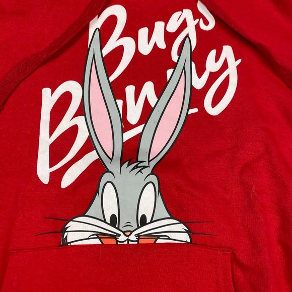 Bugs Bunny Looney Tunes Hoodie Juniors Small 3-5 Sweatshirt Red Pullover - Picture 4 of 9